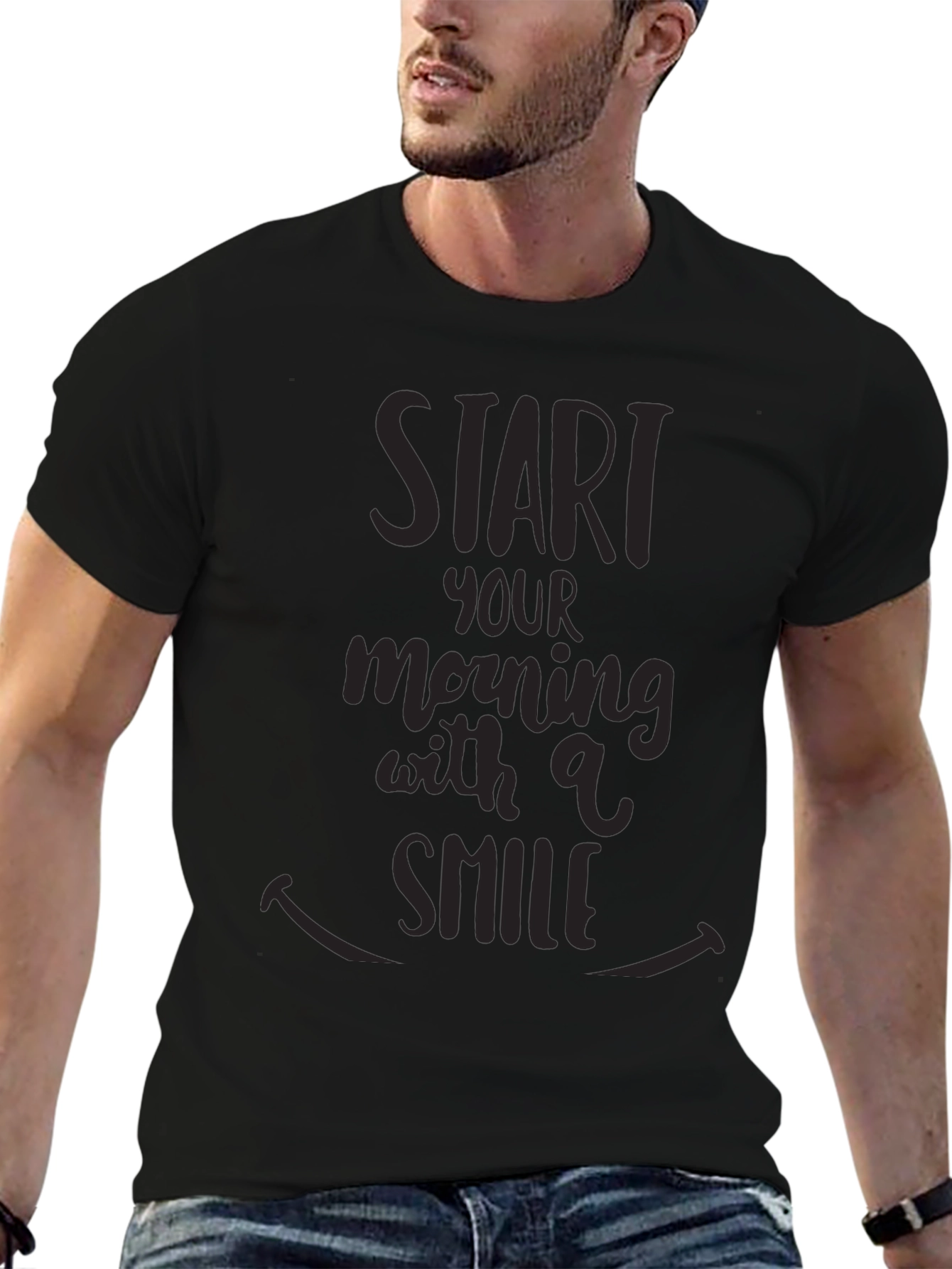 Start Your Morning With a Smile Black T-Shirt