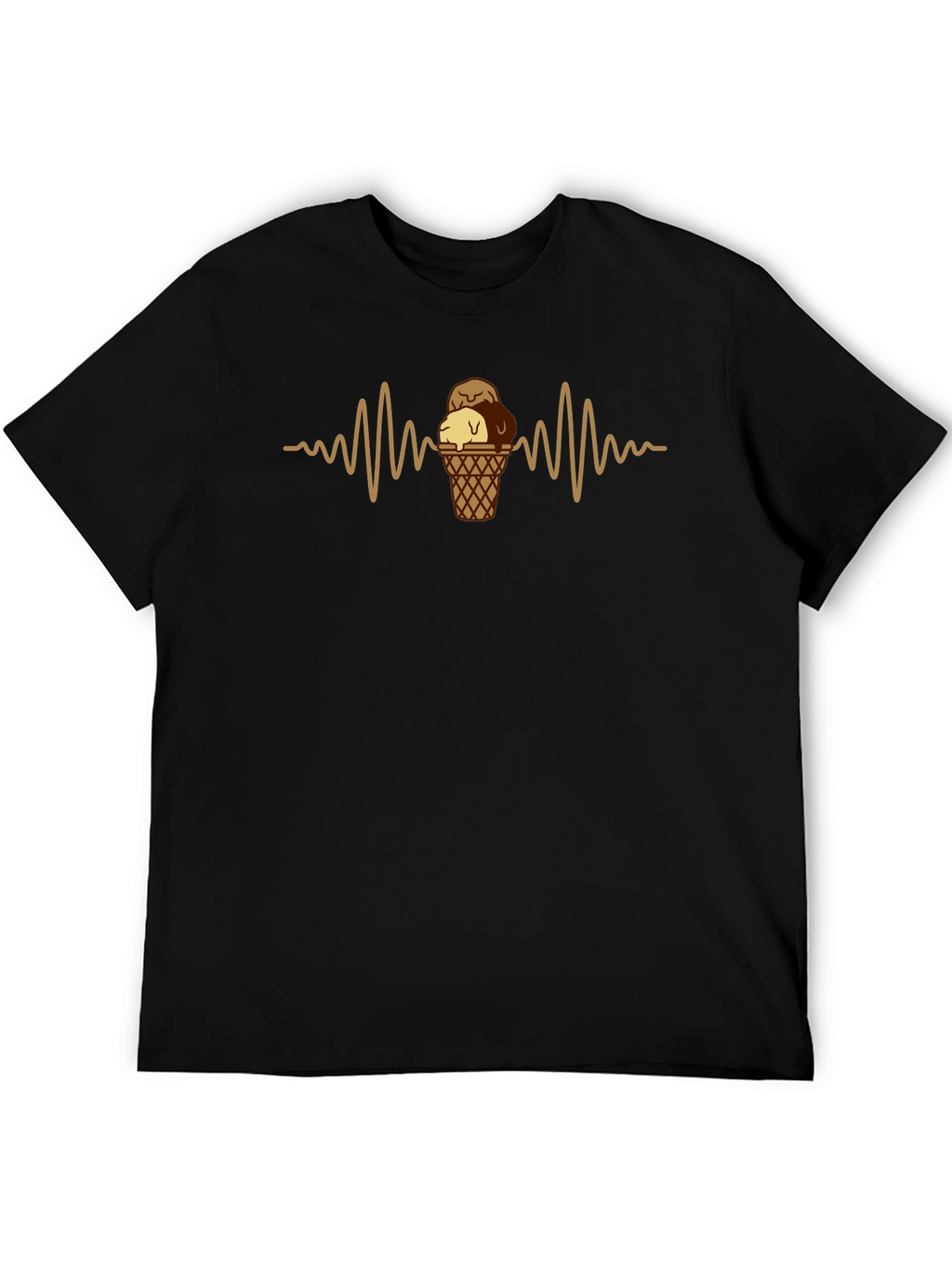 Ice Cream Heartbeat Black T-Shirt