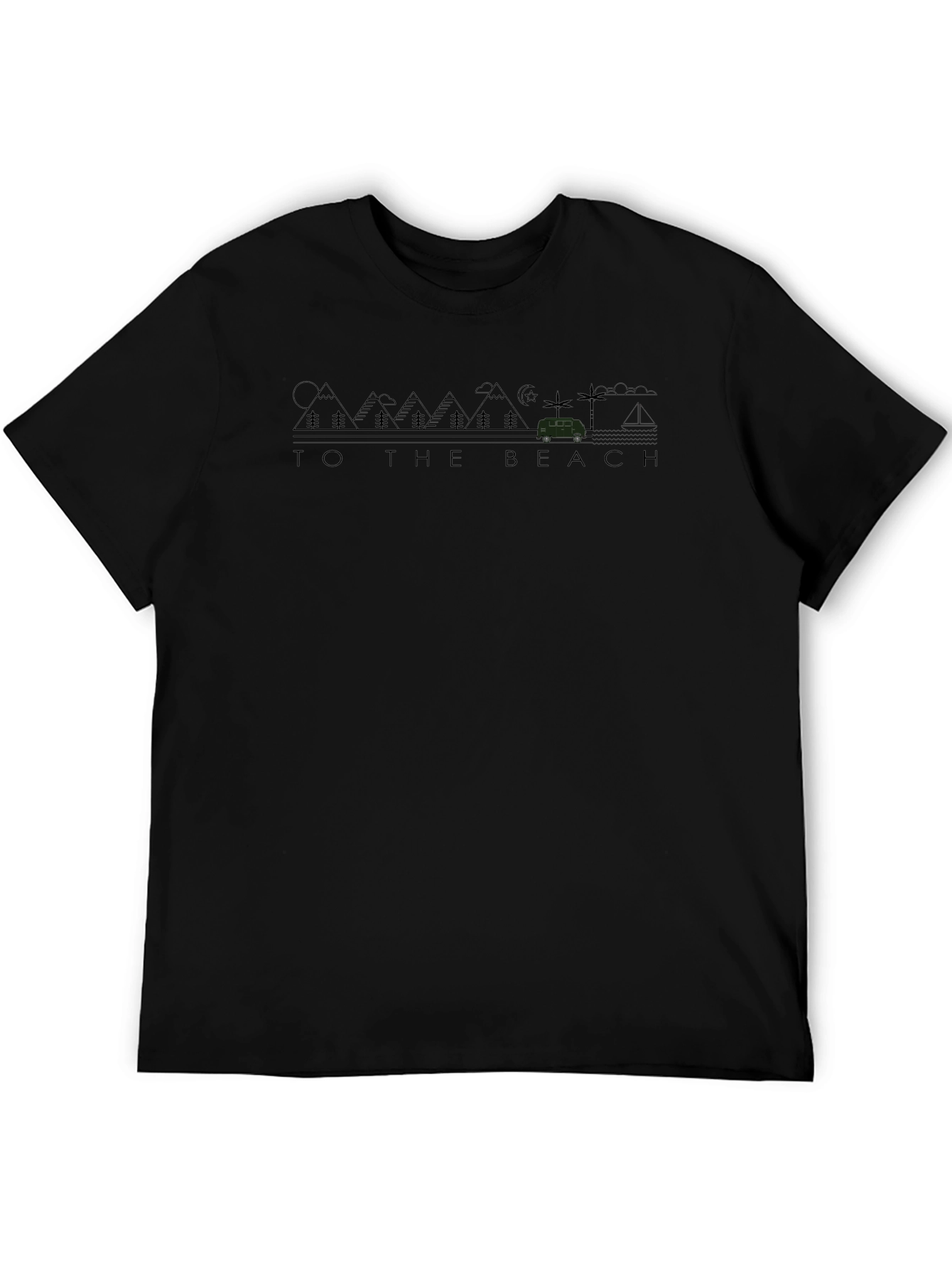 To the Beach Graphic Tee - Black Crew Neck
