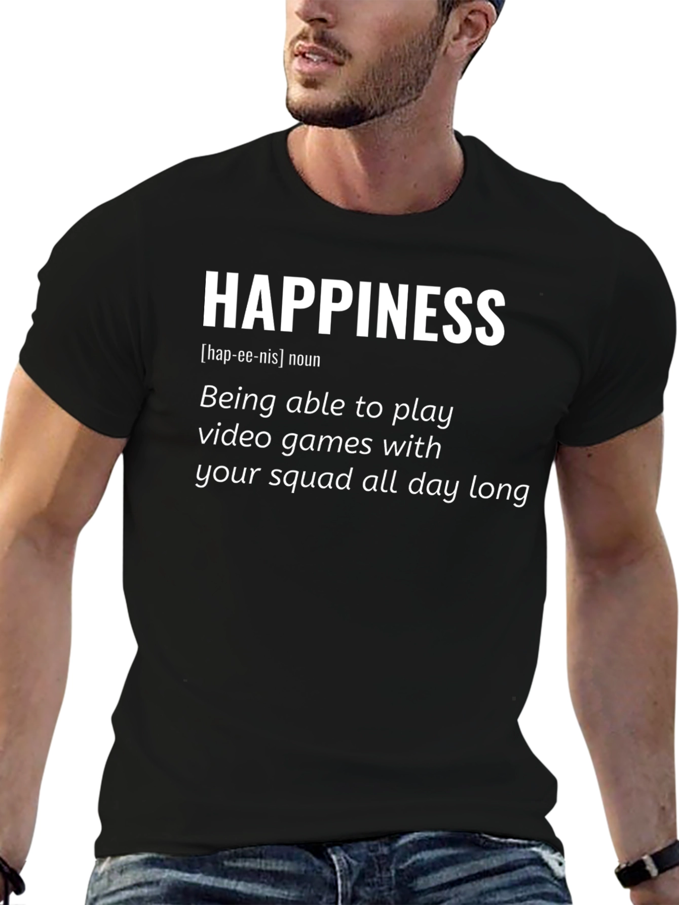 Happiness Video Gamer Black T-Shirt