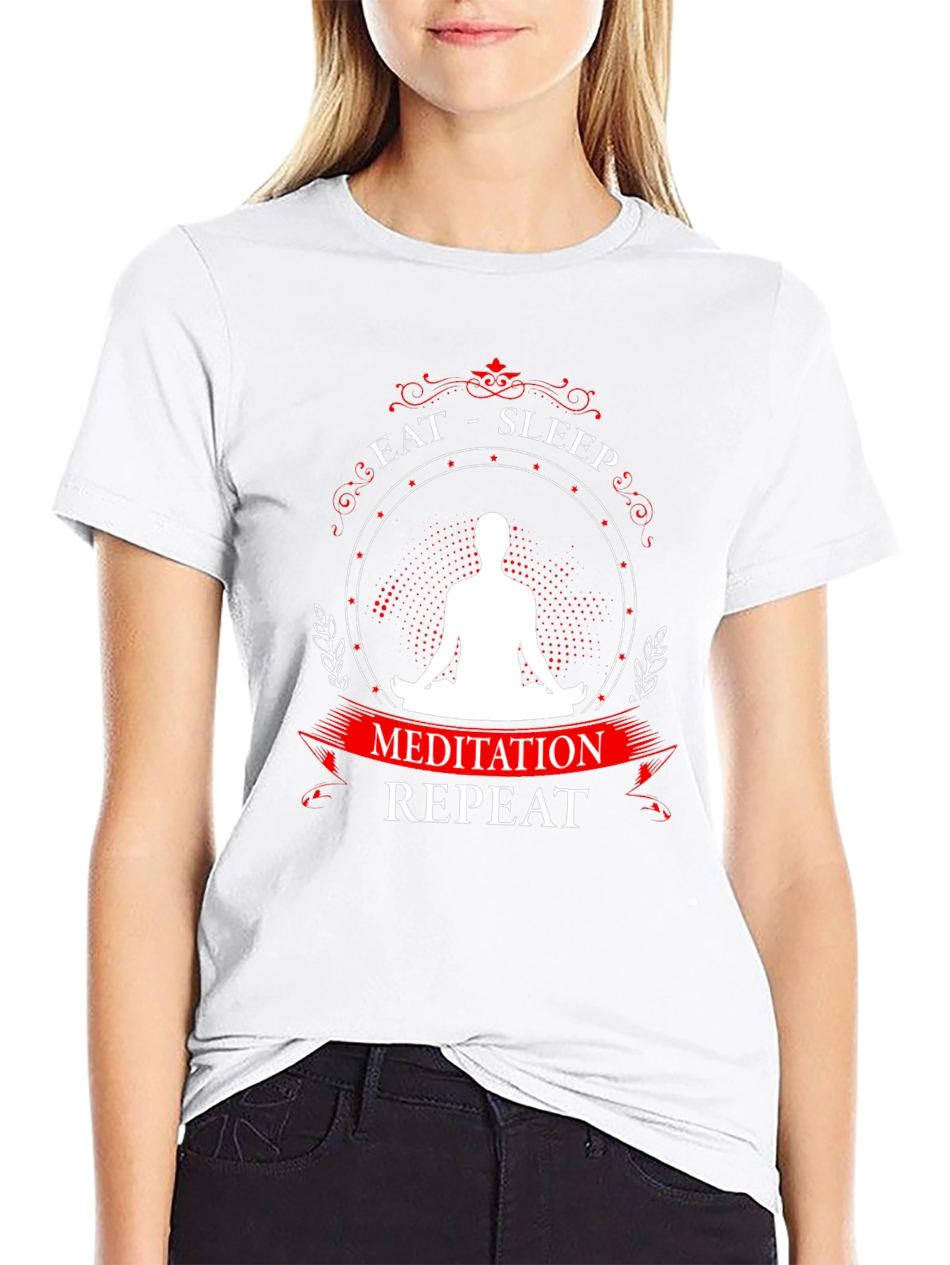 Eat Sleep Meditation Repeat Graphic T-Shirt
