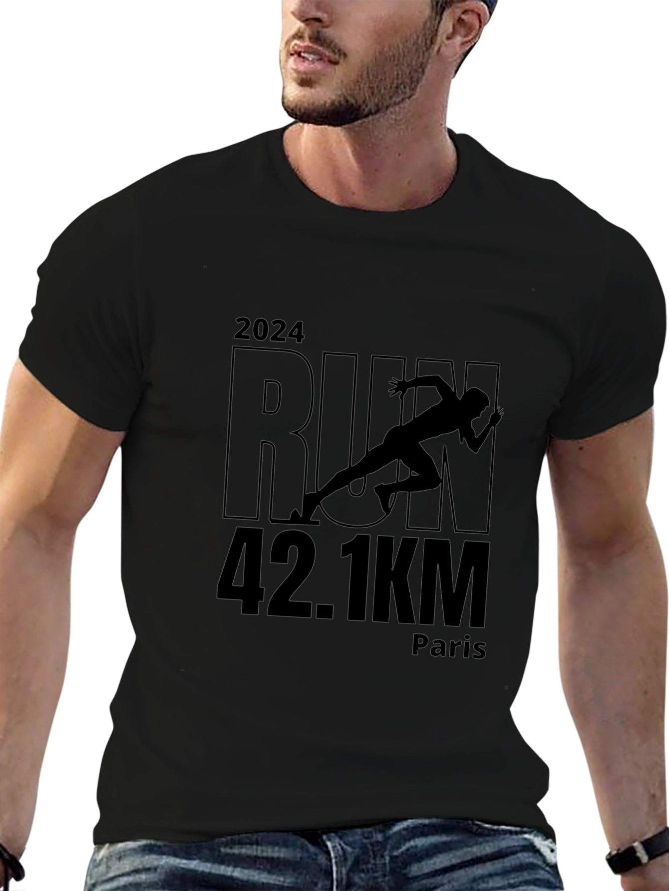 Marathon Run 2024 T-Shirt: Paris 42.1KM