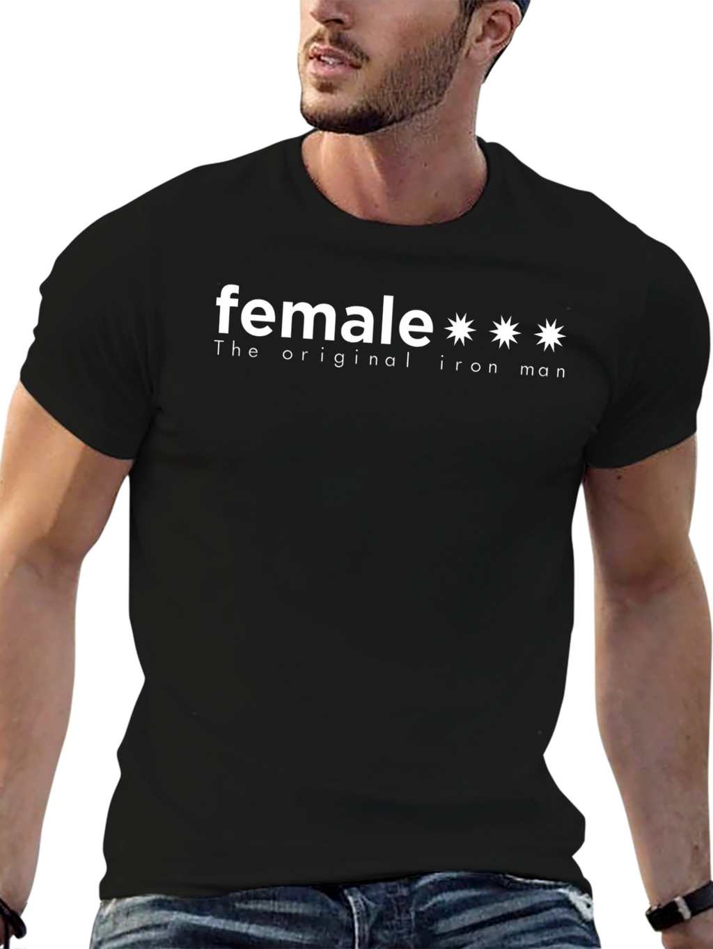 Female The Original Iron Man Black T-Shirt