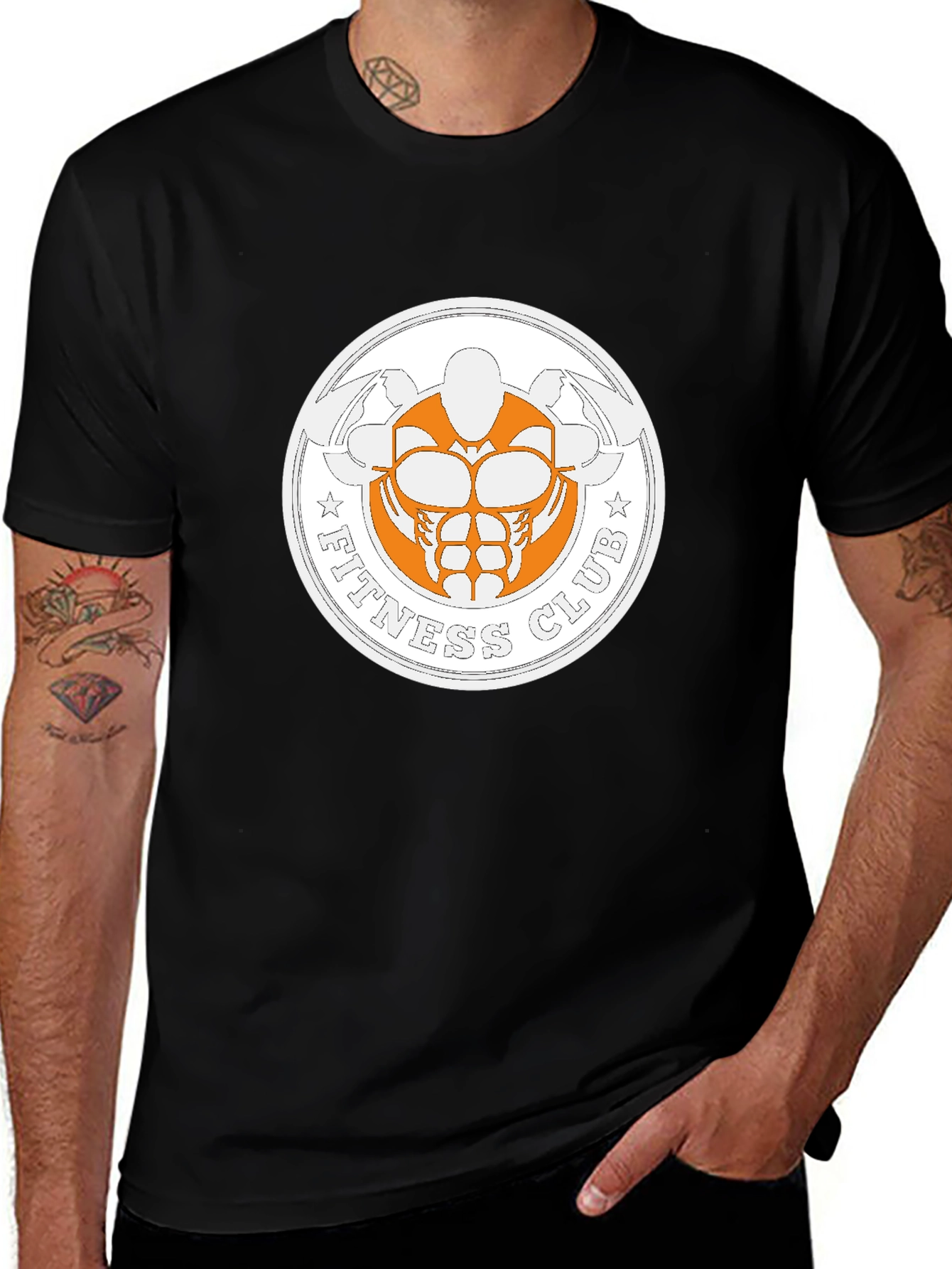 Fitness Club Graphic Print Black T-Shirt