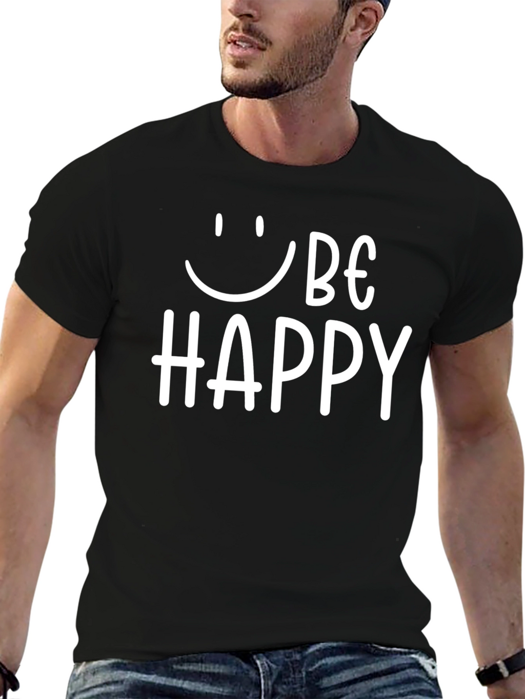 Be Happy Graphic Tee - Black