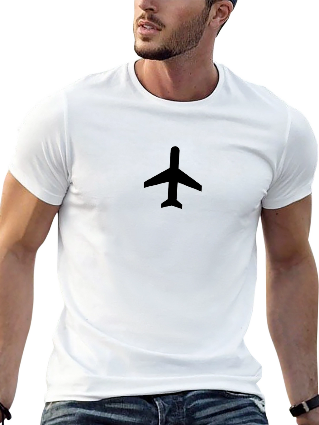 Airplane Graphic Tee - Black Short Sleeve