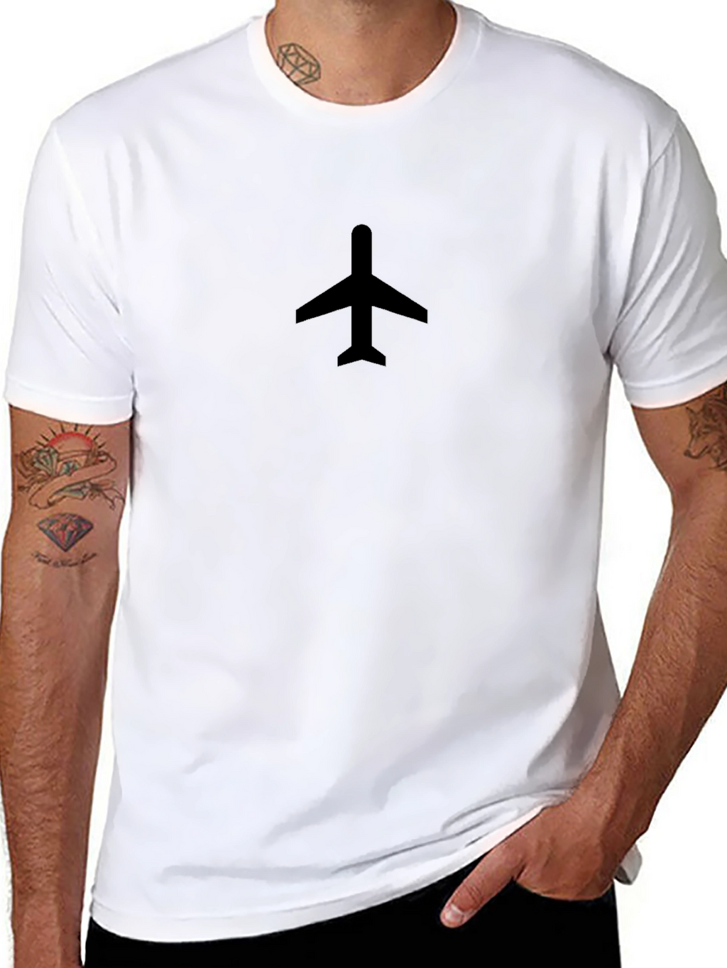 Airplane Graphic Tee - Black Short Sleeve