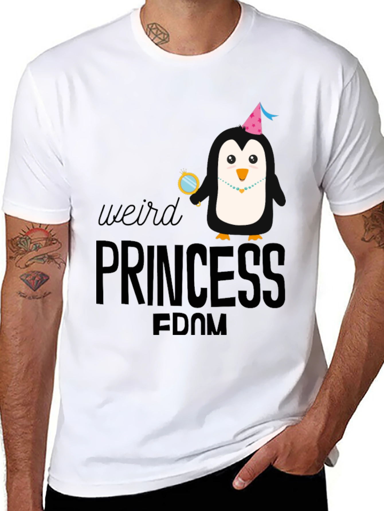 Weird Princess Penguin Graphic T-Shirt