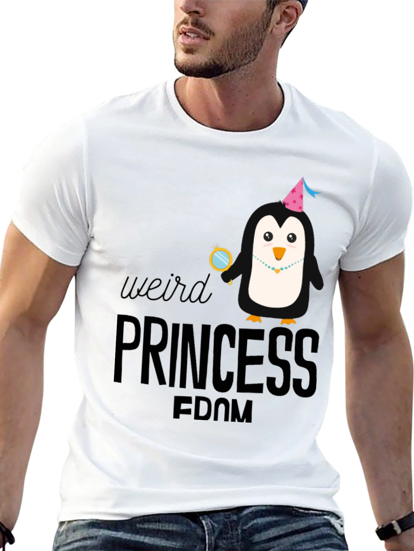 Weird Princess Penguin Graphic T-Shirt