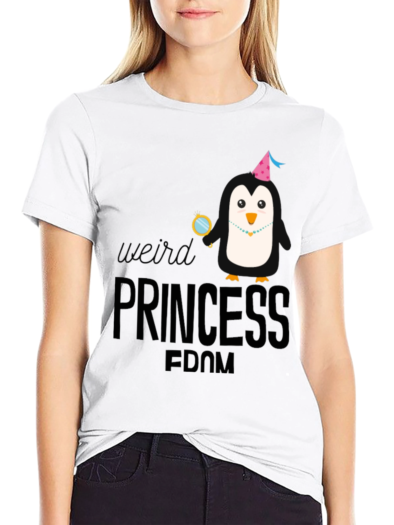 Weird Princess Penguin Graphic T-Shirt