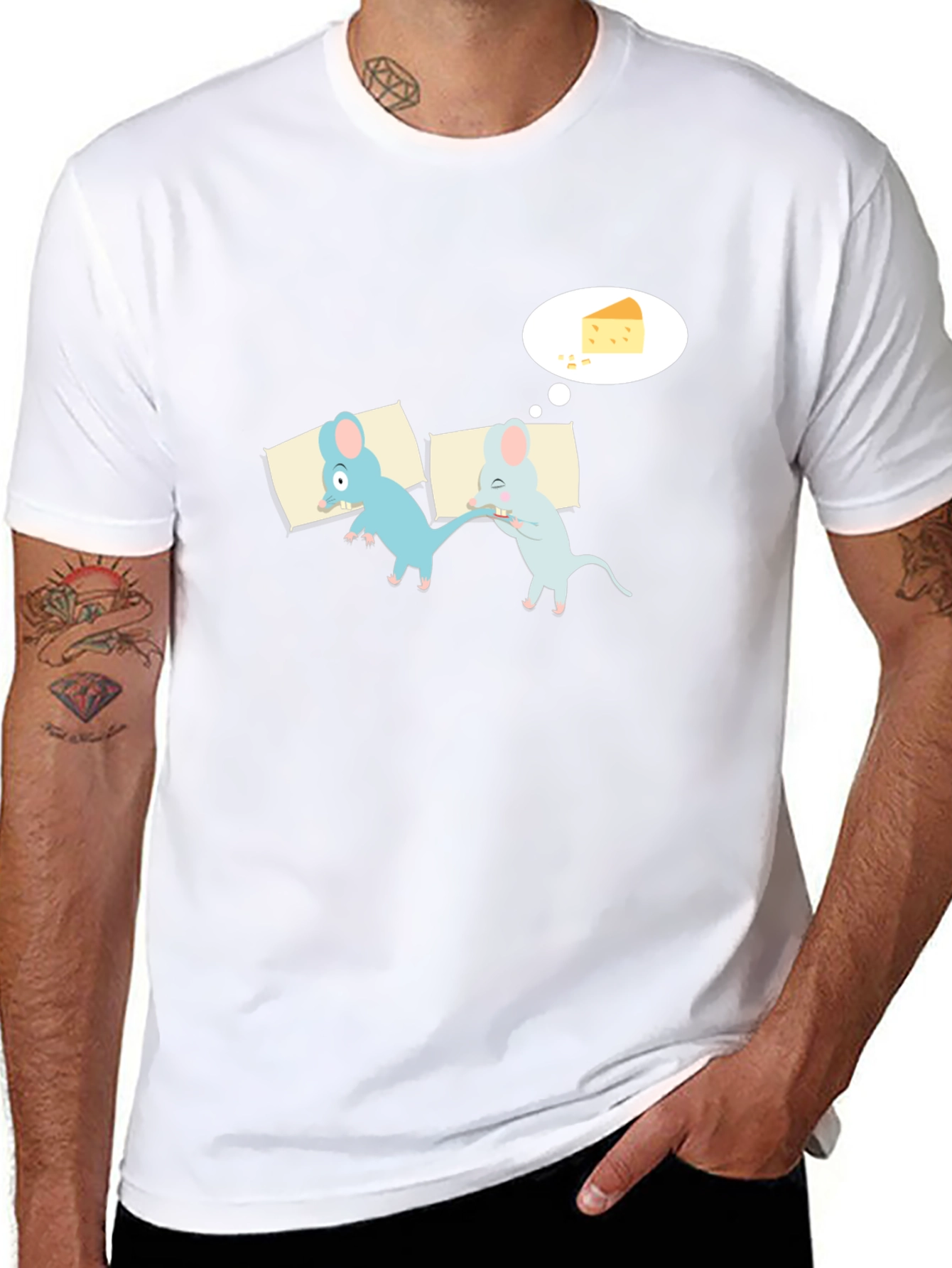 Funny Sleeping Mice Cheese Dream Graphic Tee
