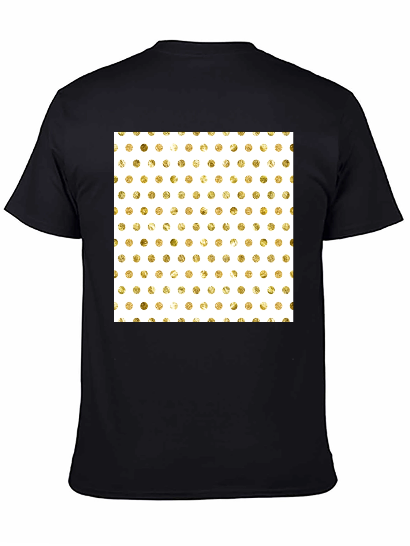 Trendy Black T-Shirt with Gold Polka Dot Design