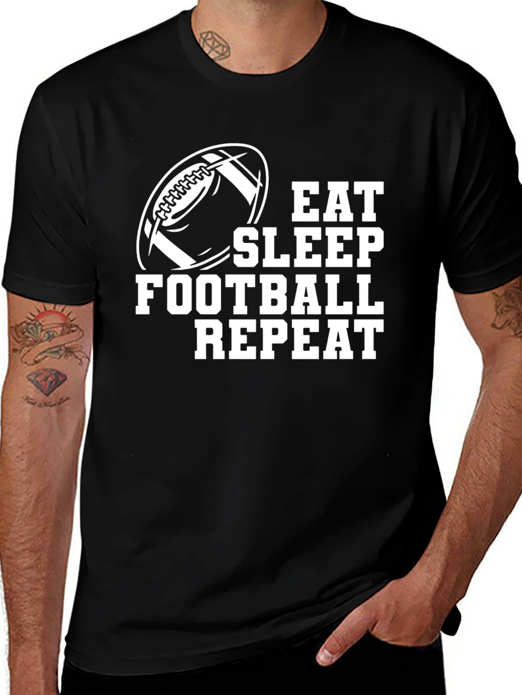 Eat Sleep Football Repeat - Mens Graphic Tee
