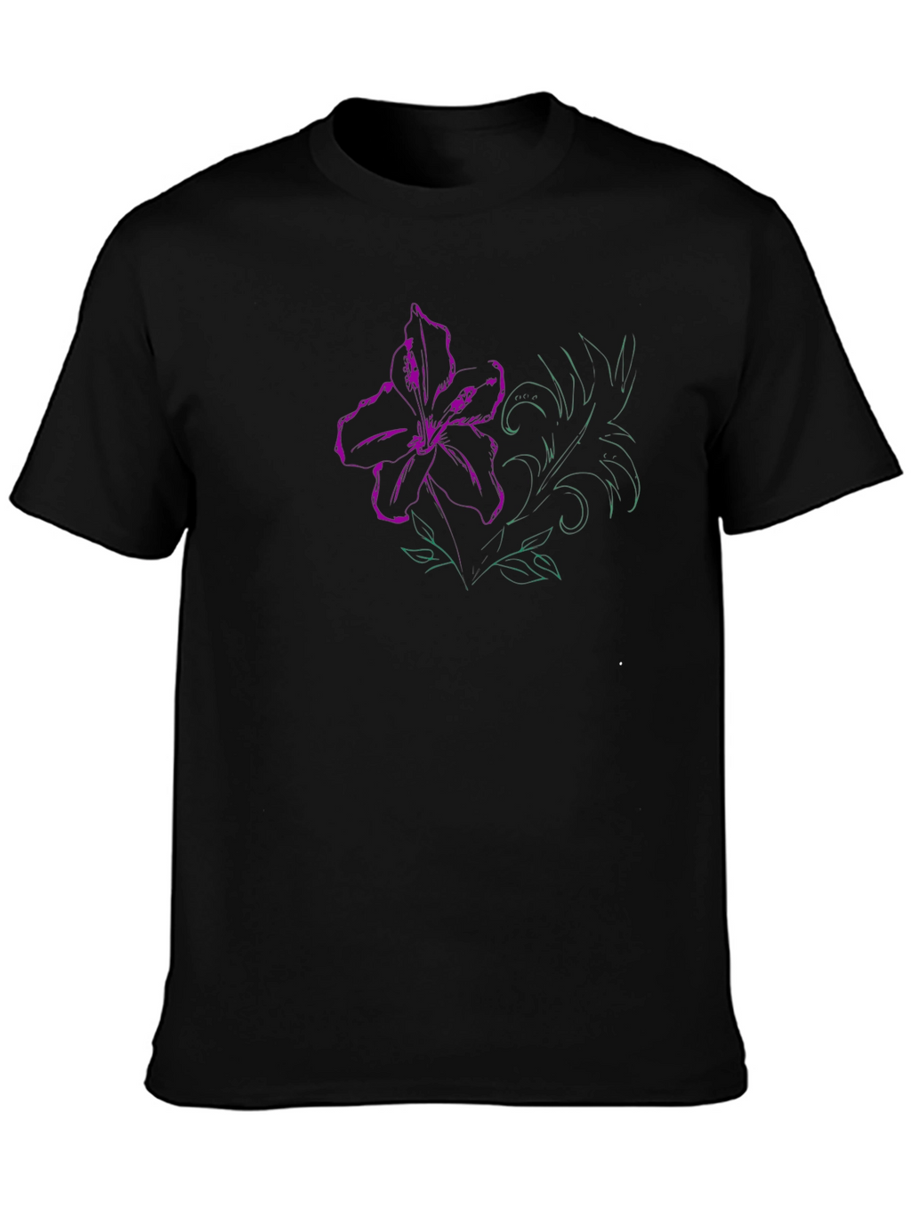 Floral Print T-Shirt - Artistic Lily Design