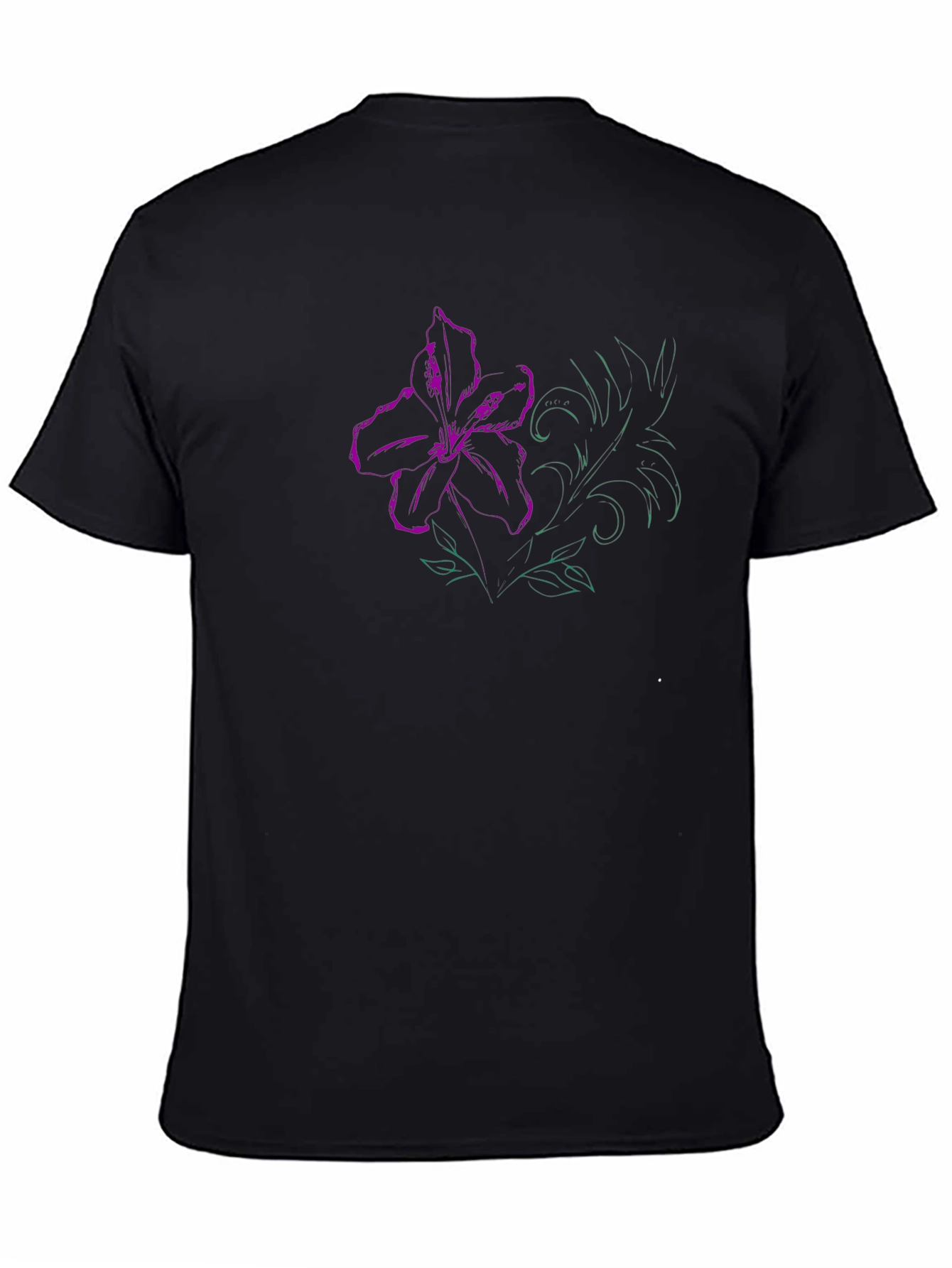 Floral Print T-Shirt - Artistic Lily Design