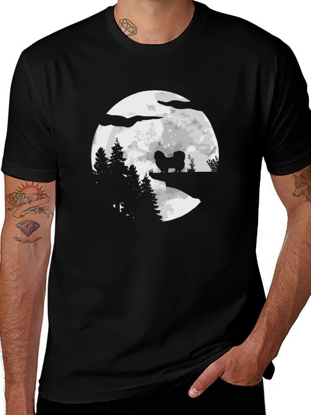 Moonlit Dog Silhouette T-Shirt