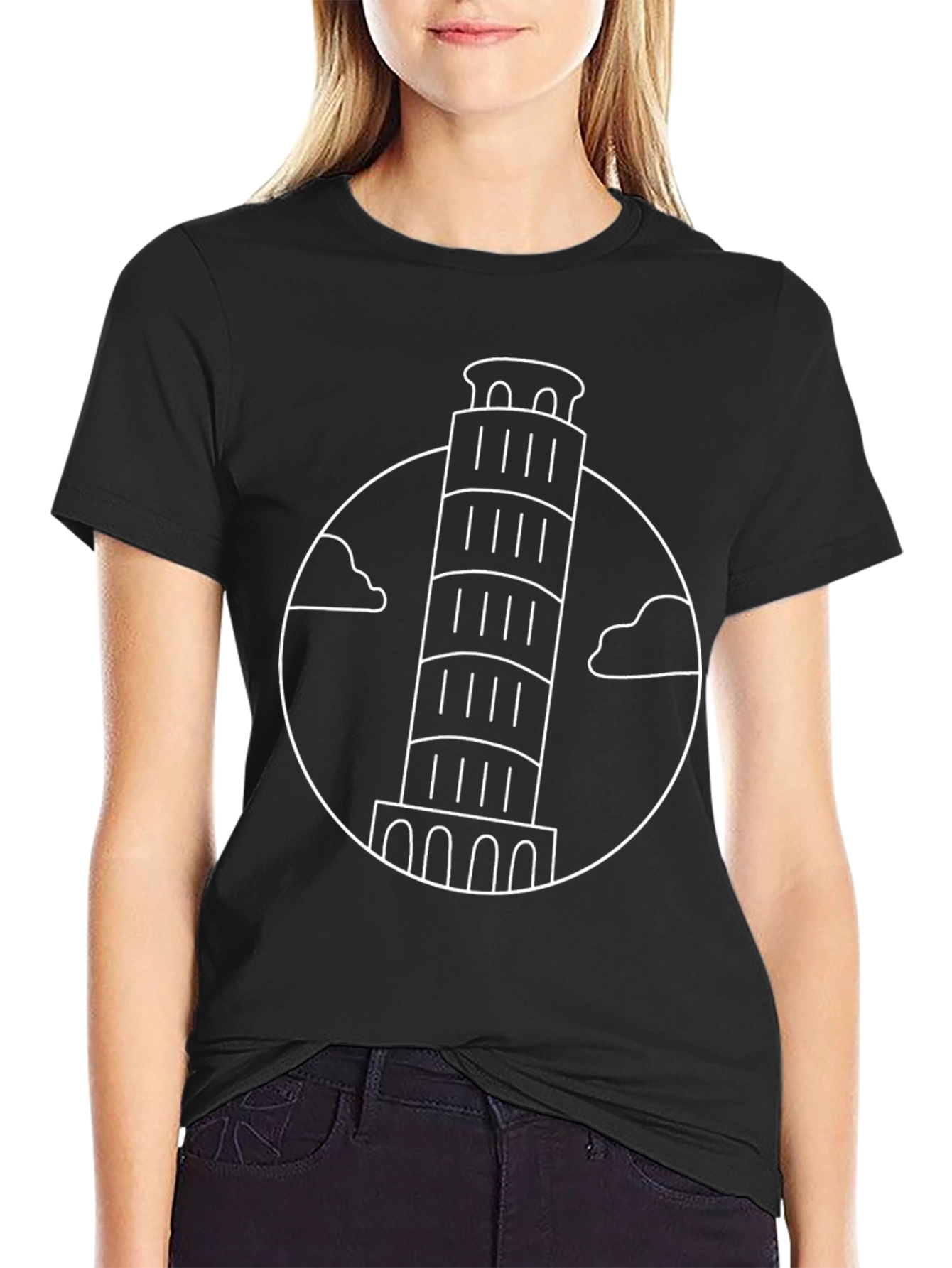 Leaning Tower of Pisa Graphic Tee - Black