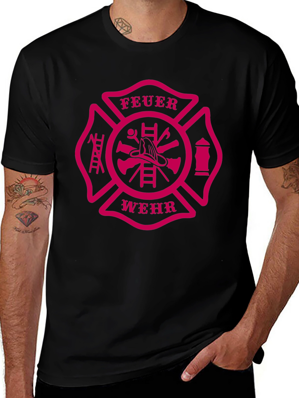 Feuerwehr Firefighter Maltese Cross Graphic T-Shirt