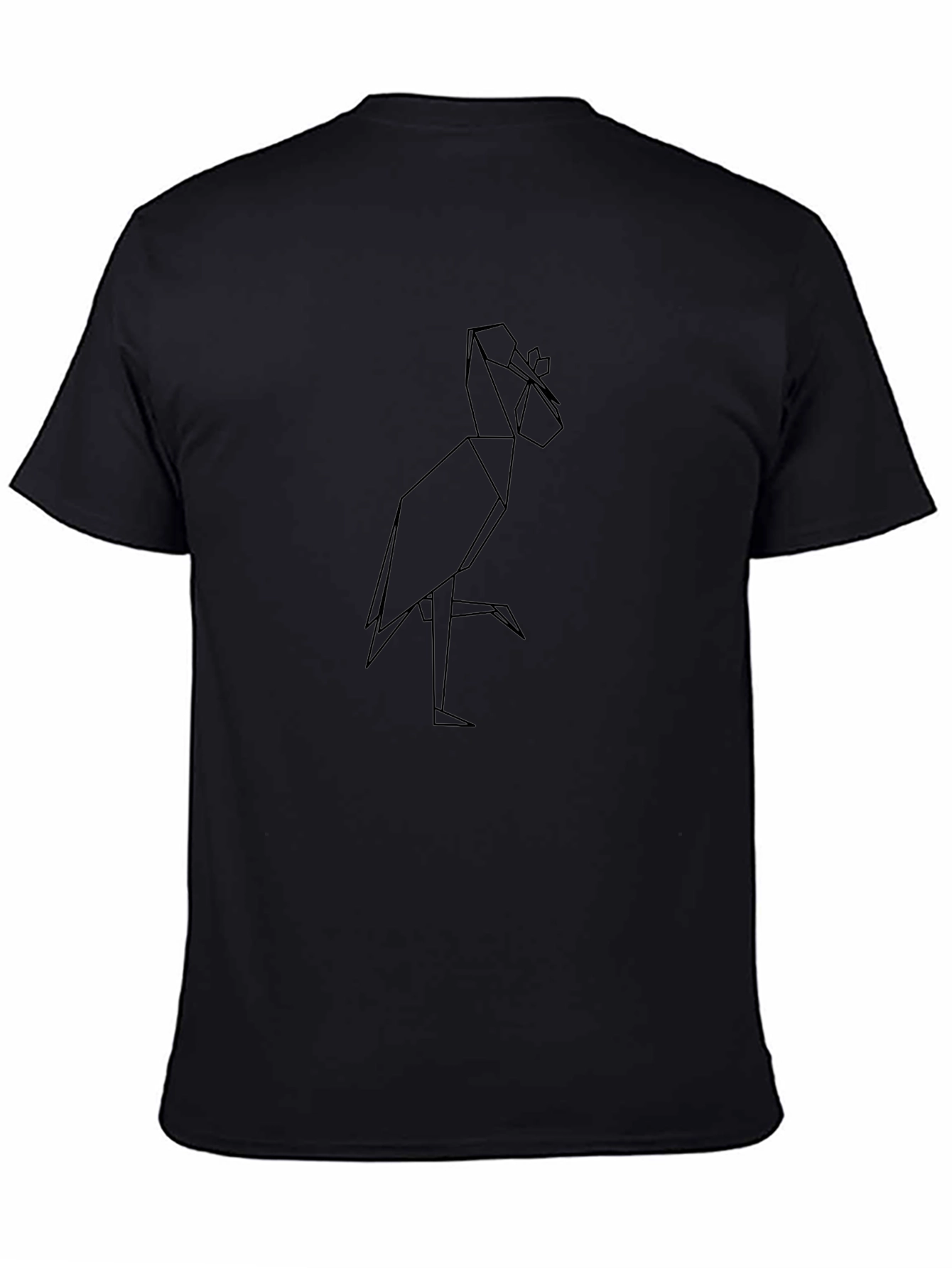 Origami Heron Graphic Tee - Sleek Black T-Shirt