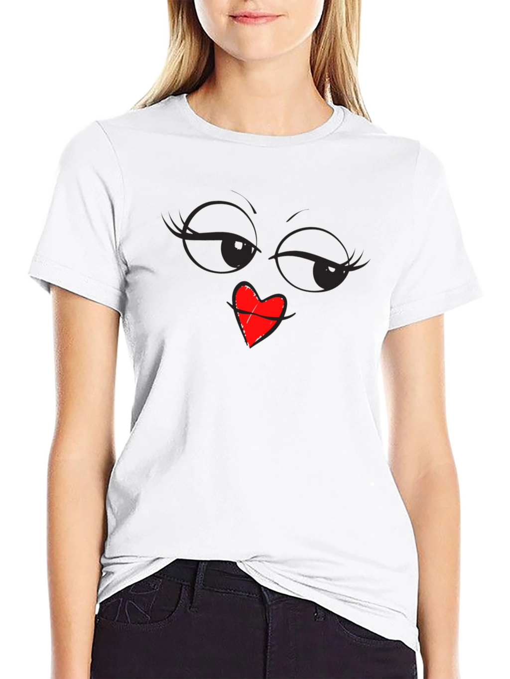 Winking Face Heart Lips Graphic T-Shirt