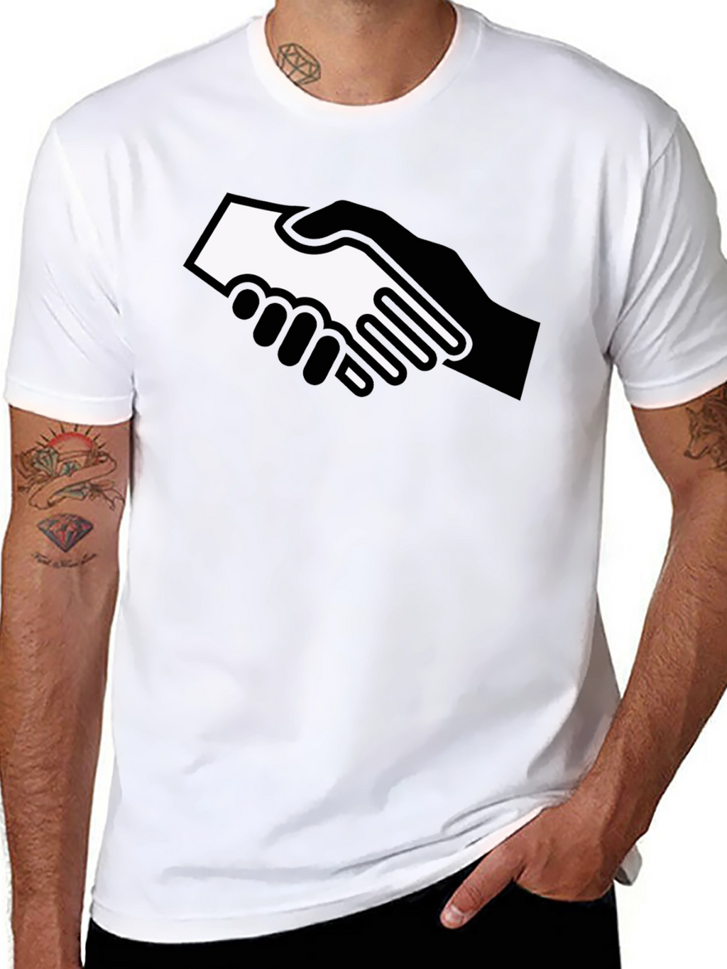 Handshake Graphic Black T-Shirt - Bold Statement Tee