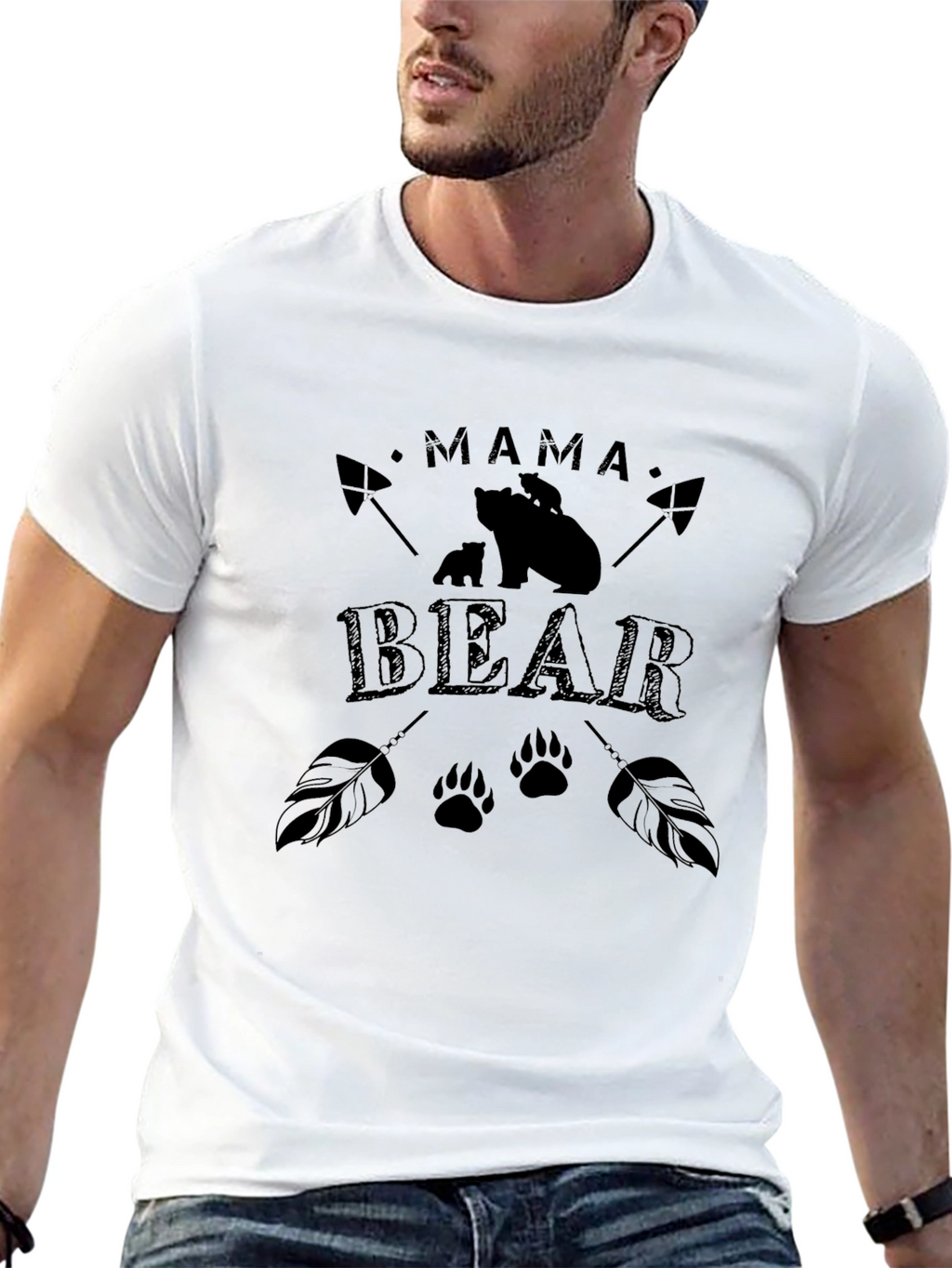 Mama Bear Graphic Tee - Black Cotton T-Shirt