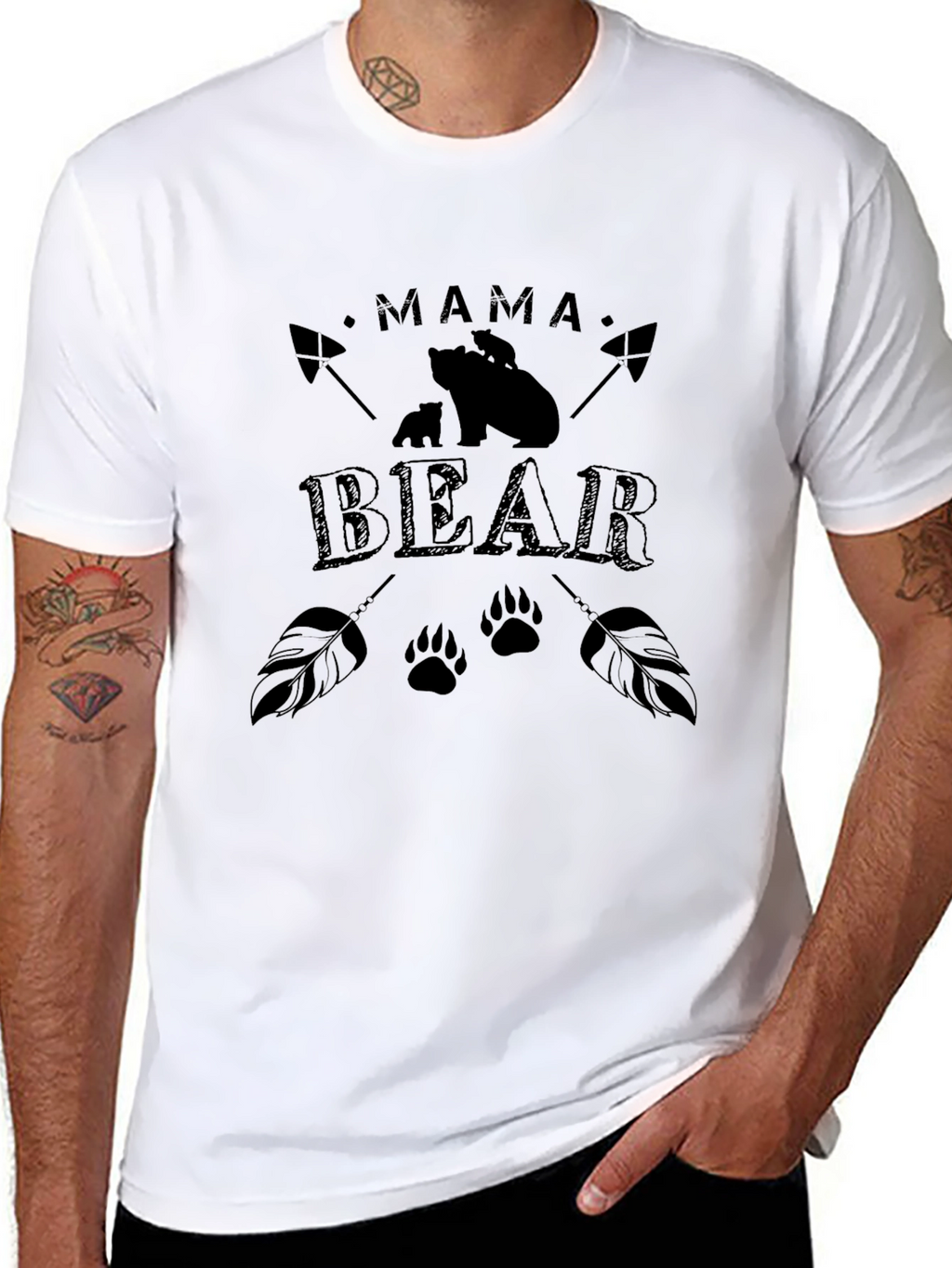 Mama Bear Graphic Tee - Black Cotton T-Shirt