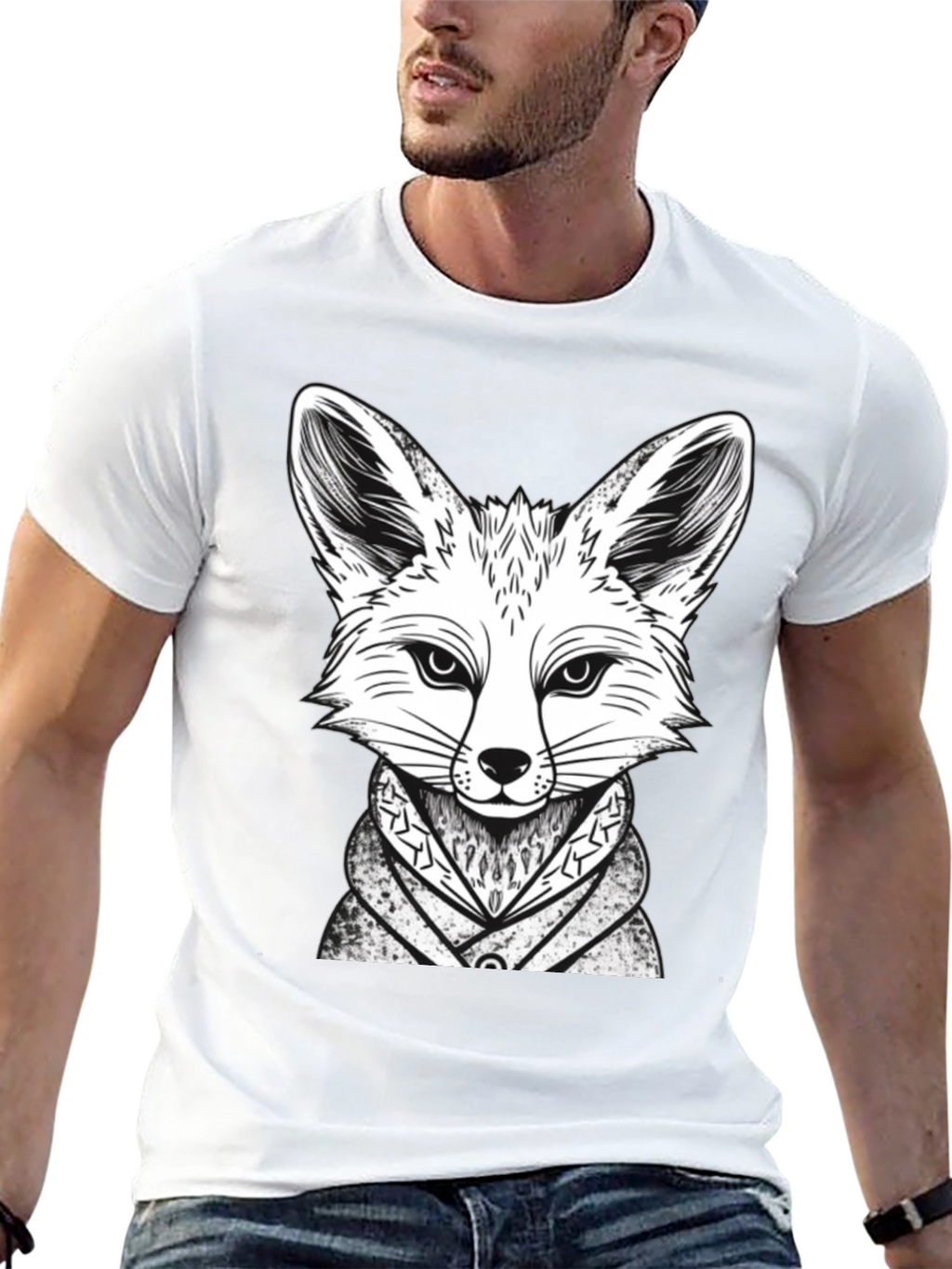 Fox Graphic Tee - Stylish Animal Design Black T-Shirt