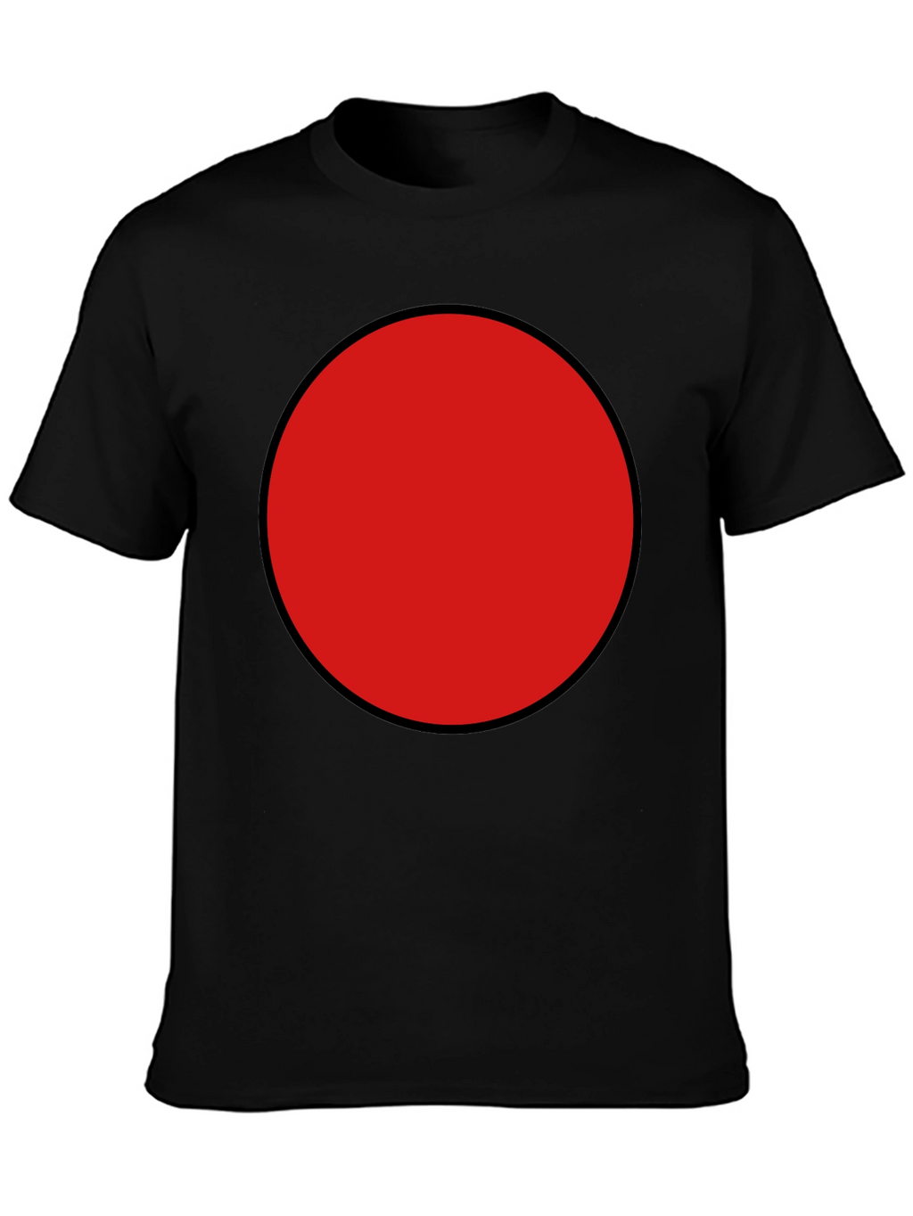 Red Circle Graphic Tee - Black Cotton Blend Shirt