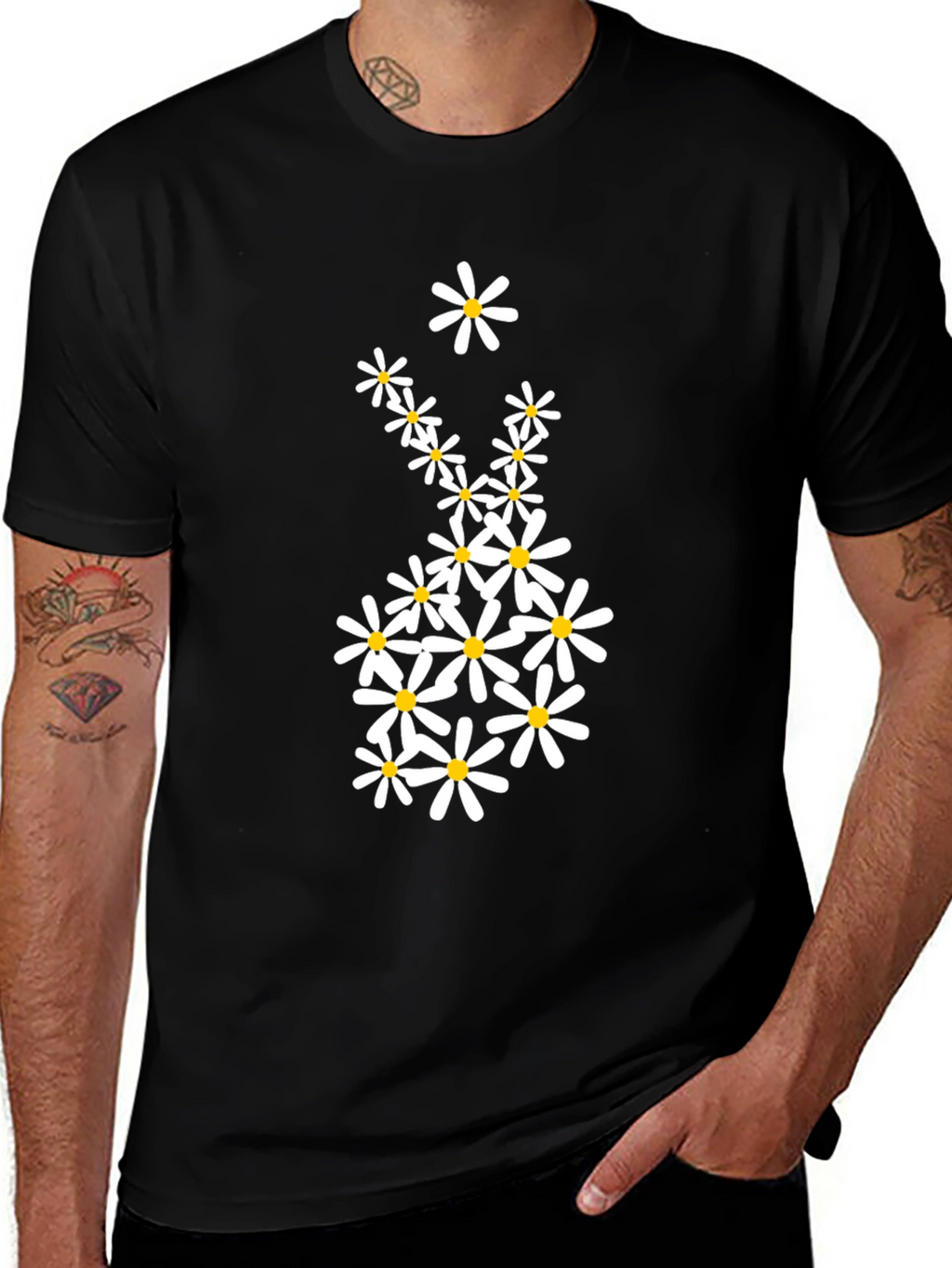 Daisy Graphic Tee - Black Casual T-Shirt