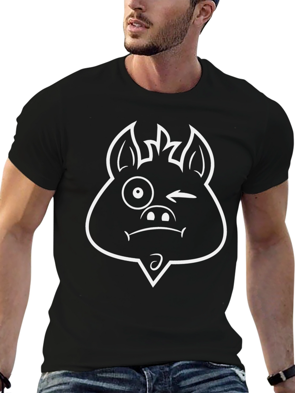 Winking Pig Graphic Black Tee
