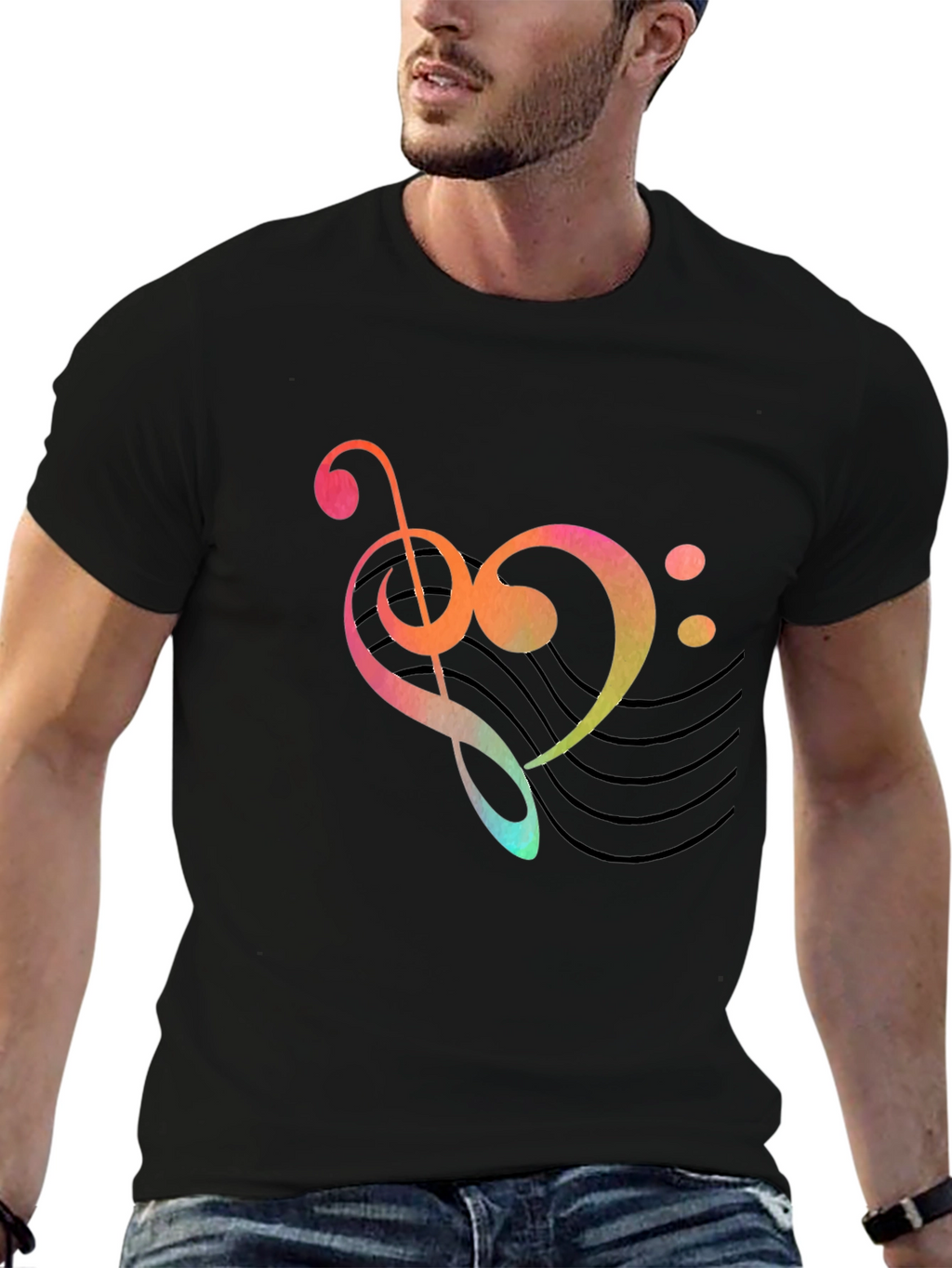 Musical Heart Graphic Tee - Black
