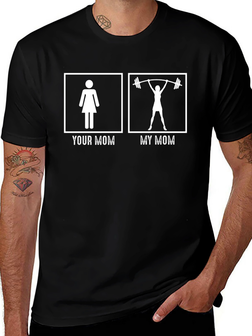 Funny Your Mom vs. My Mom Weightlifting T-Shirt