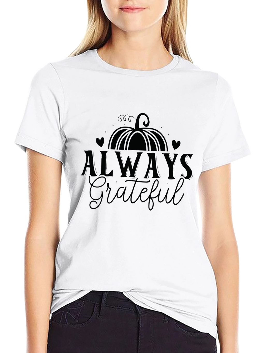 Always Grateful Pumpkin Graphic Tee - Black
