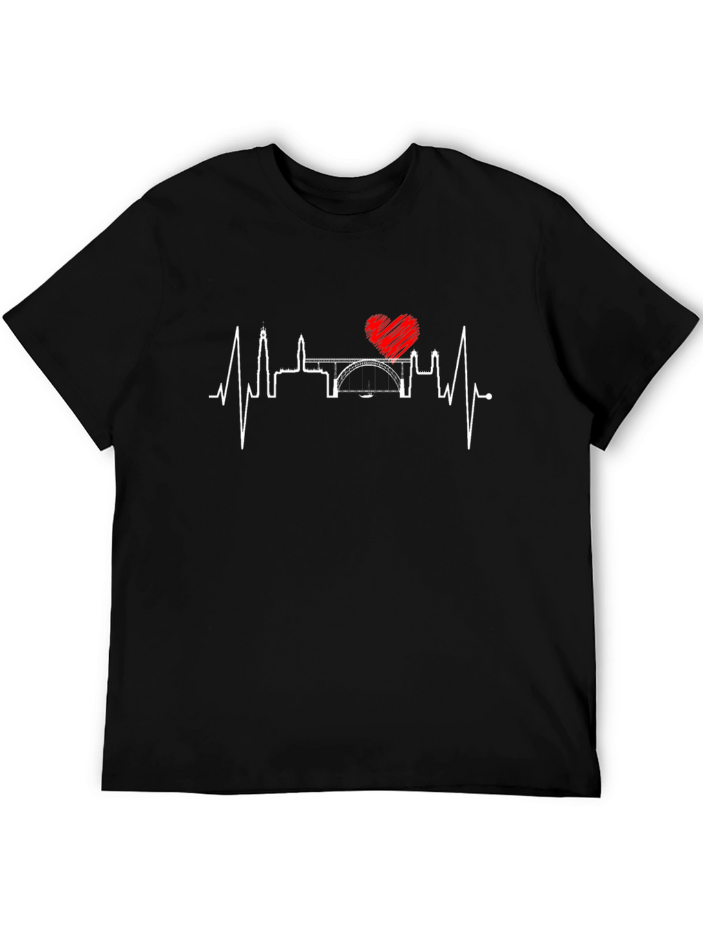 Heartbeat Cityscape T-Shirt - Black