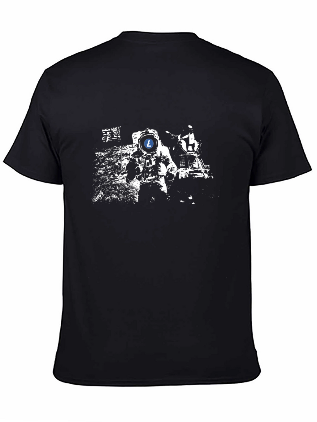 Astronaut Litecoin T-Shirt - Mens Black Tee