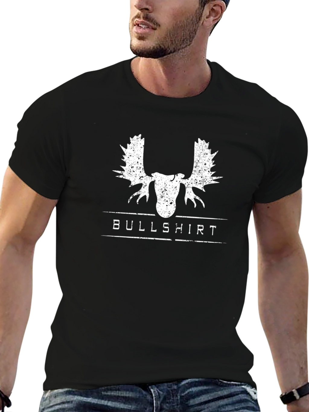 Bullshirt Moose Graphic Tee - Black Cotton T-Shirt