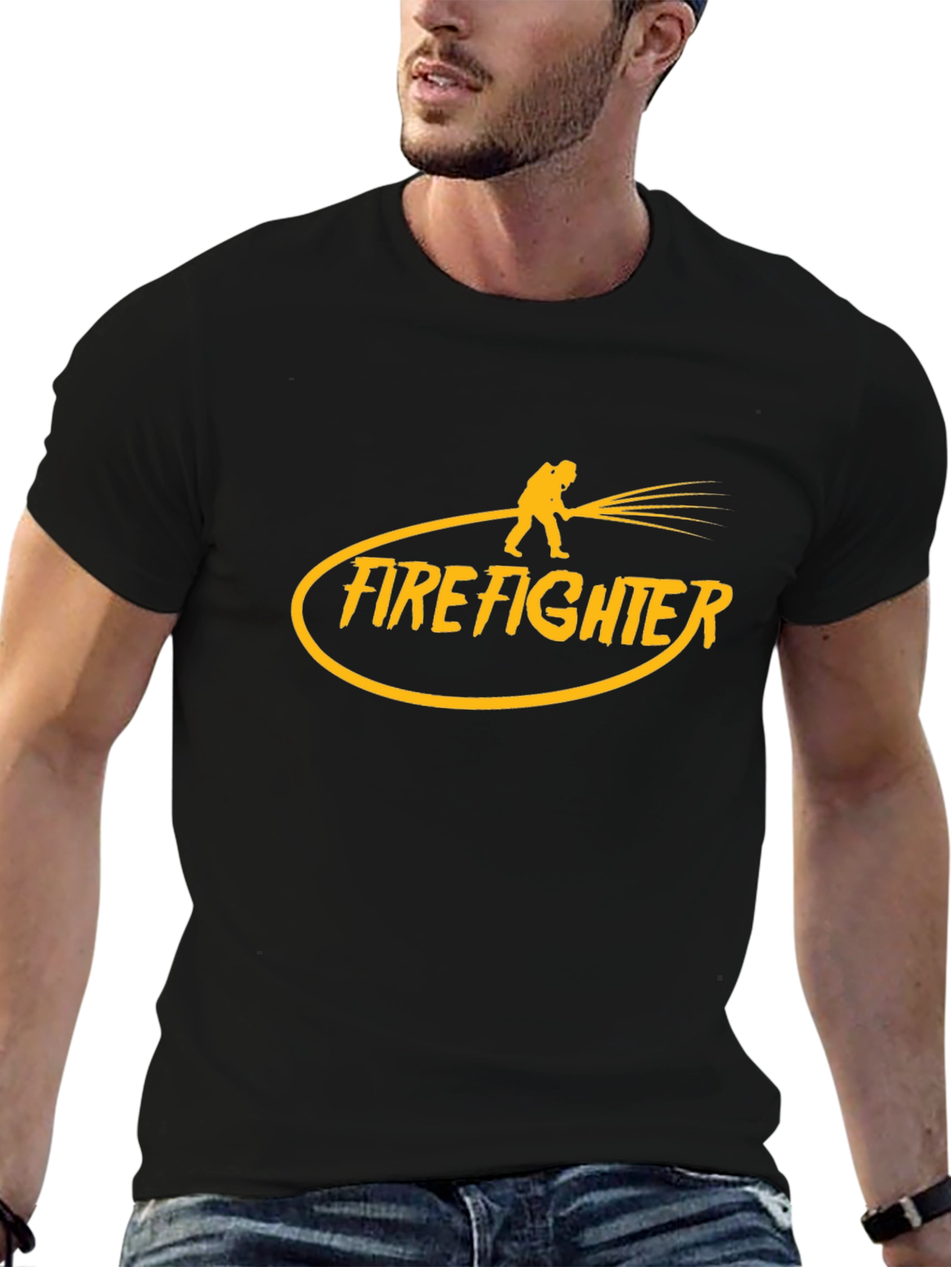 Firefighter Graphic Tee - Bold Black T-Shirt