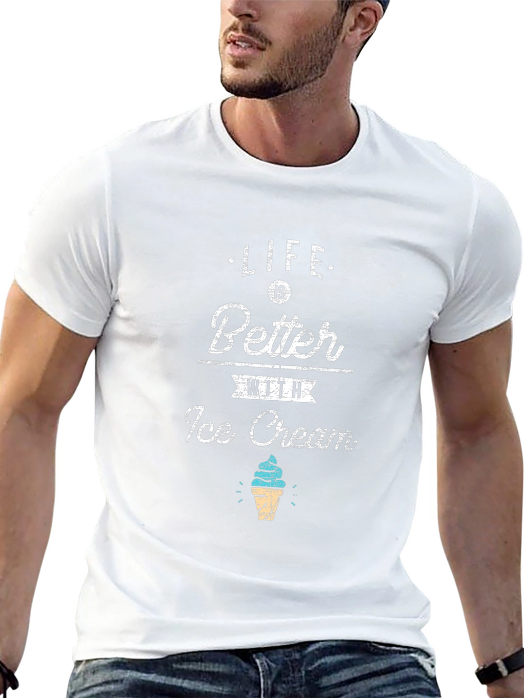 Life Is Better With Ice Cream Black T-Shirt