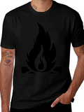 Campfire Graphic Tee - Black Cotton Casual
