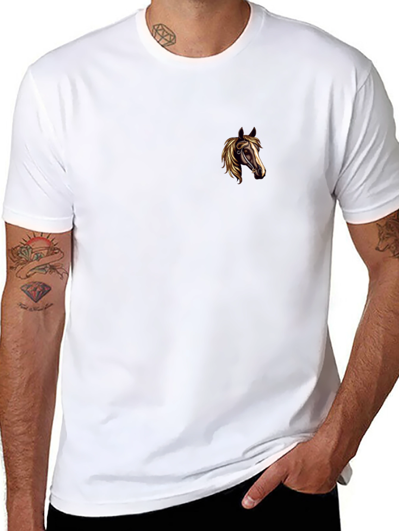 Black Tee with Horse Head Graphic