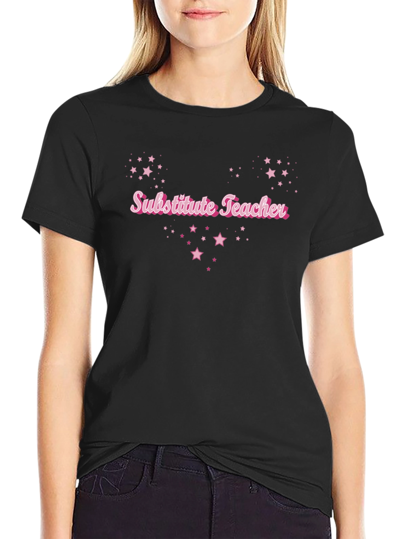 Substitute Teacher Pink Star T-Shirt