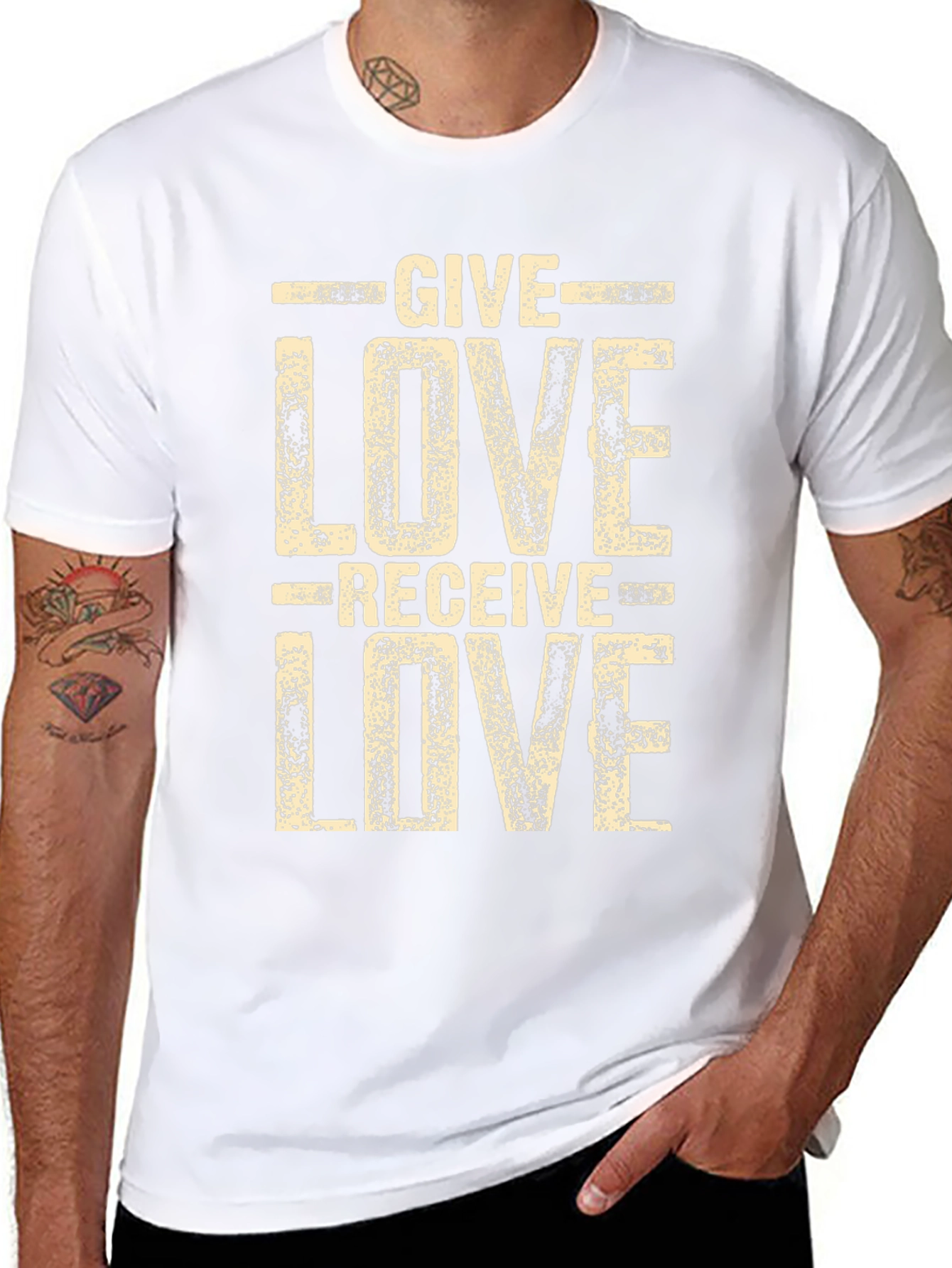 Give Love Receive Love Black Graphic Tee