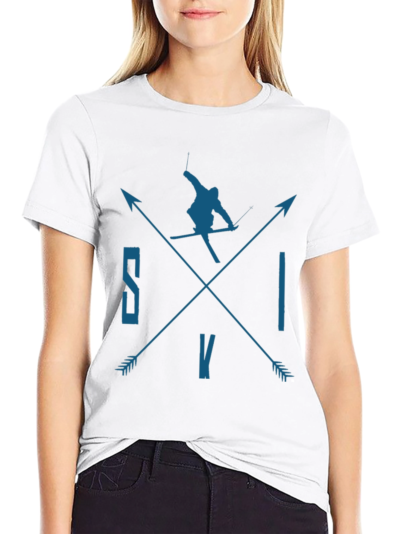 SKI Arrows Graphic Tee - Black Cotton T-Shirt