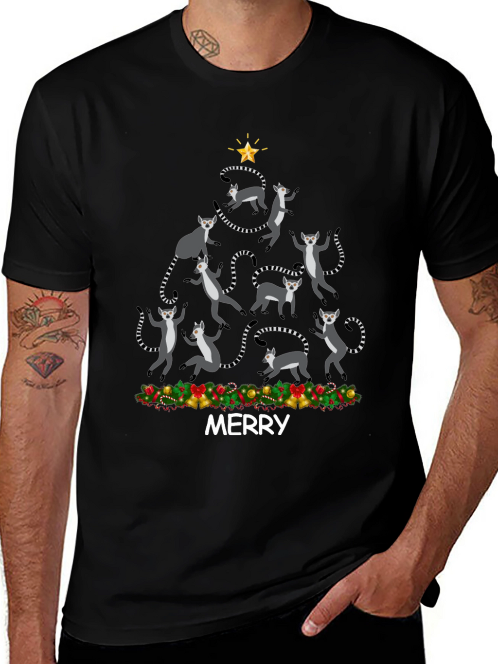 Festive Lemur Christmas Tree T-Shirt
