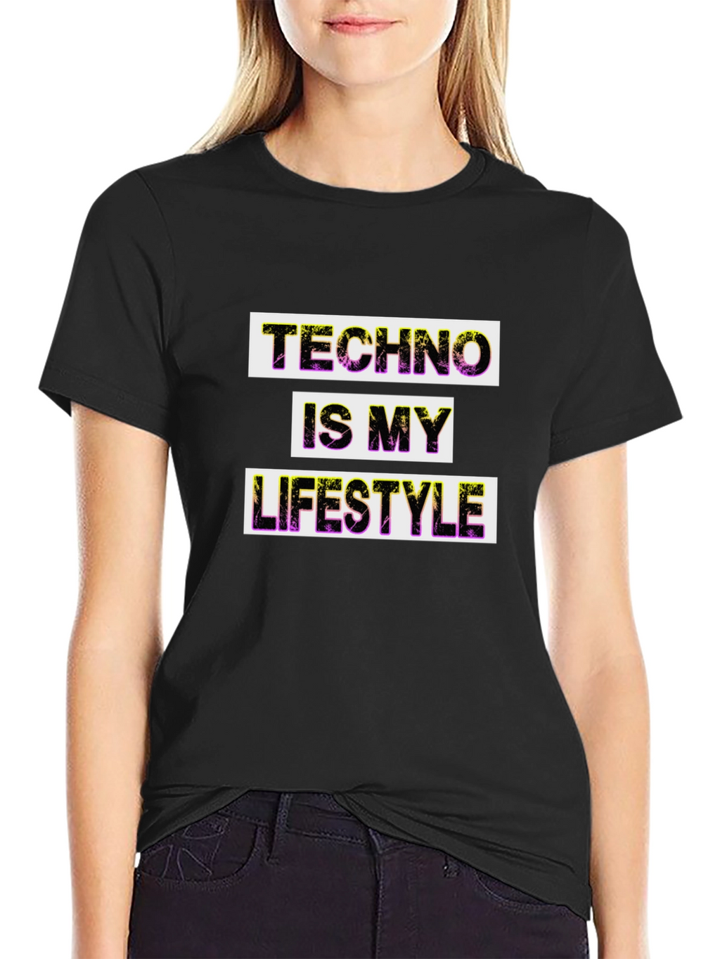 Techno Lifestyle Graphic Tee - Black Cotton T-Shirt