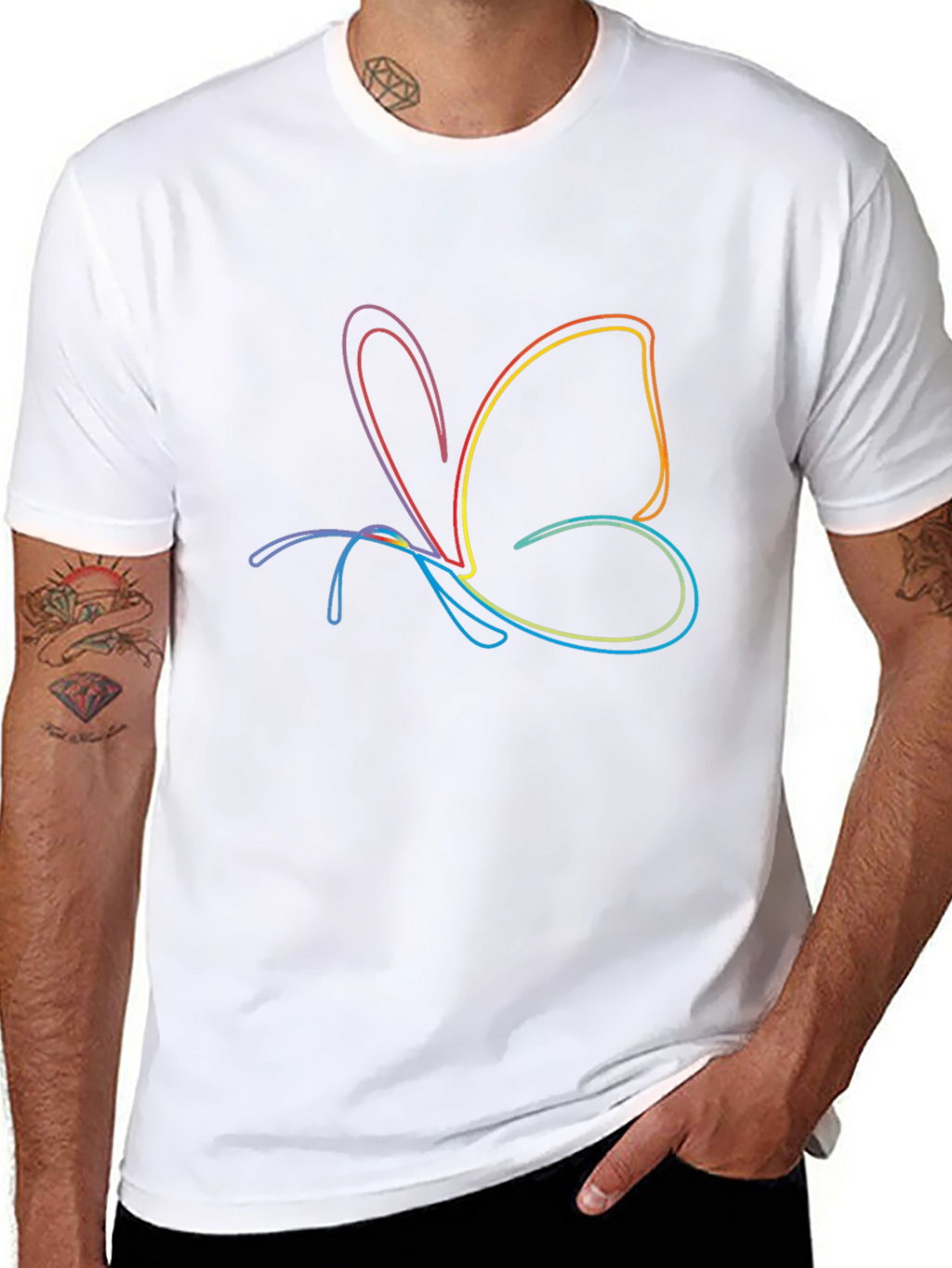 Butterfly Graphic Tee - Artistic Rainbow Design