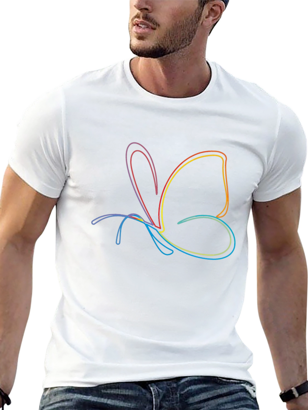 Butterfly Graphic Tee - Artistic Rainbow Design