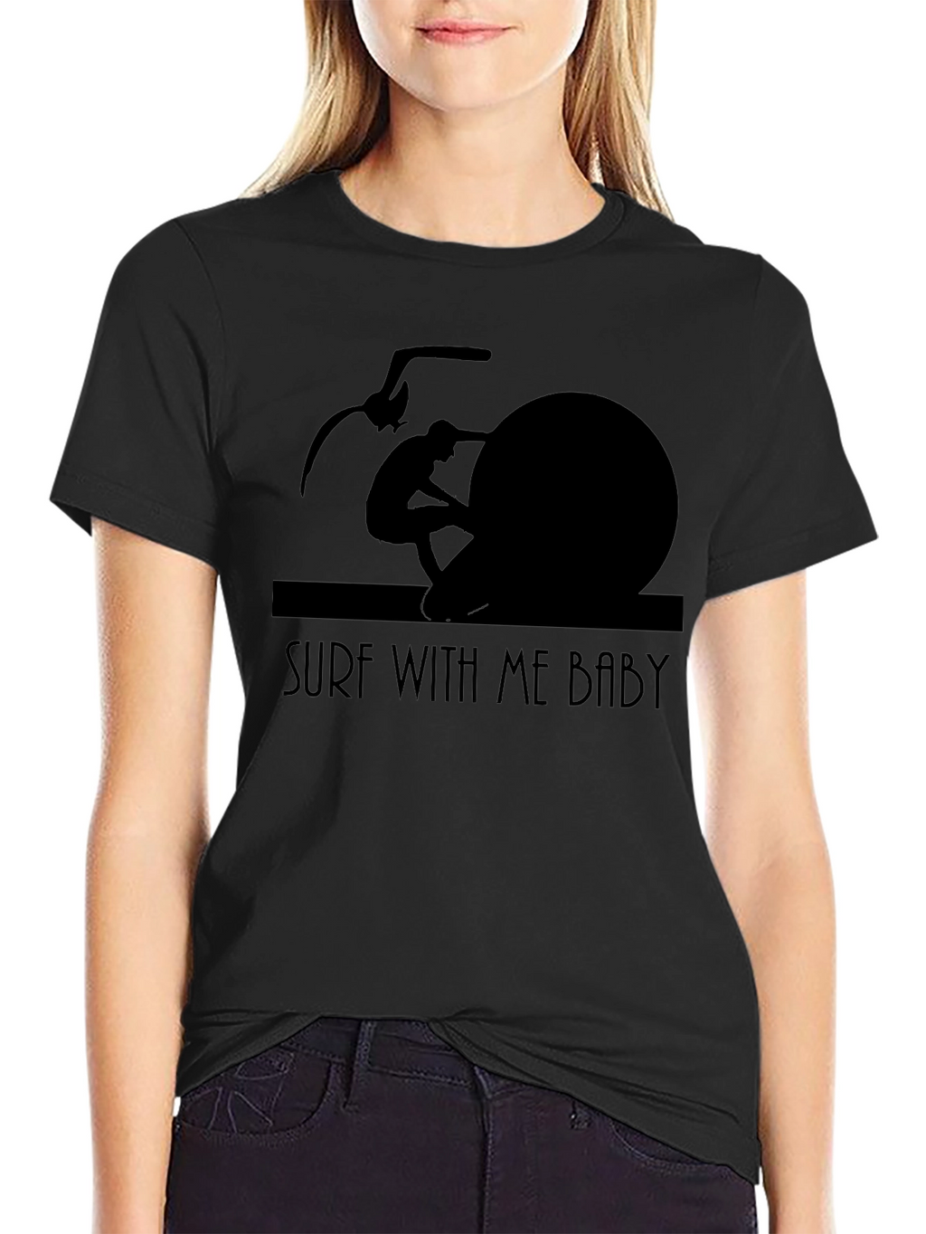Surf With Me Baby Black T-Shirt