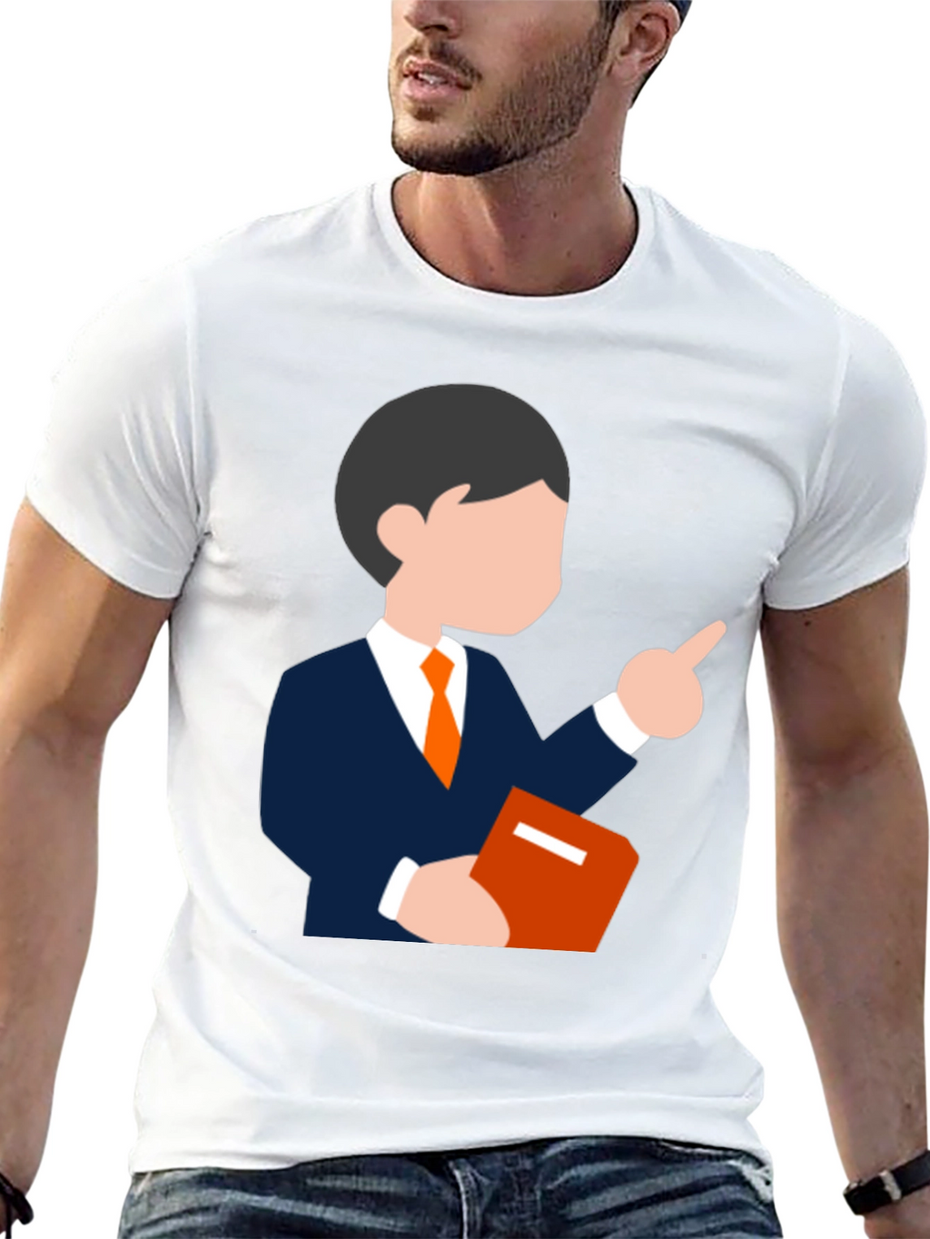 Cartoon Teacher Graphic Tee - Black T-Shirt
